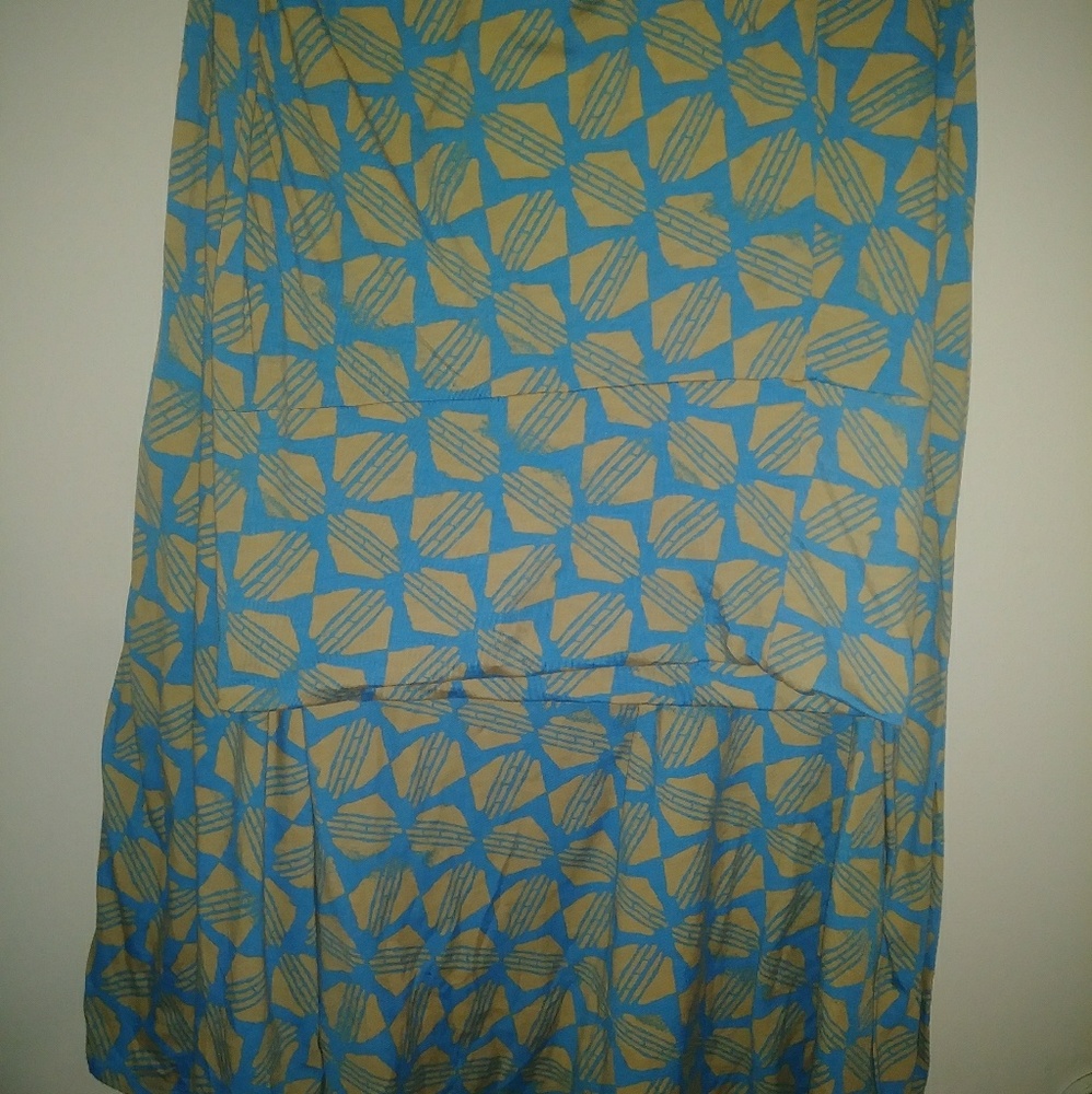Lularoe Maxi Baby Blue & Tan Geometric